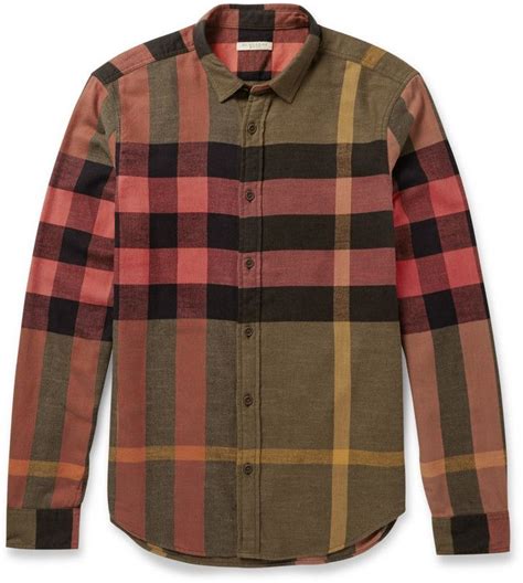 burberry men brit brown check shirt|Burberry Brit men's flannel melange.